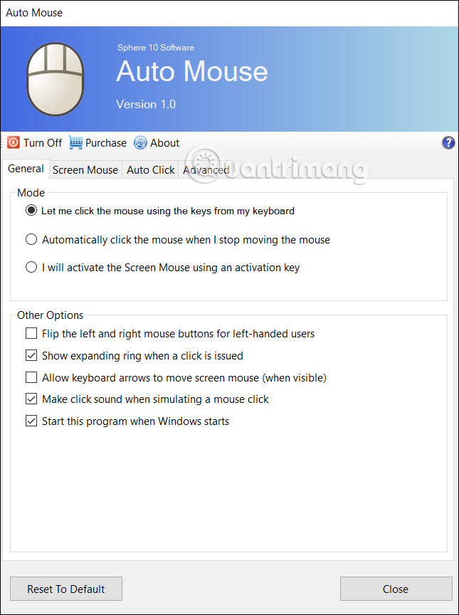Auto Mouse (RSI) giao diện chính