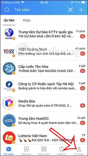 Cá nhân trên Zalo