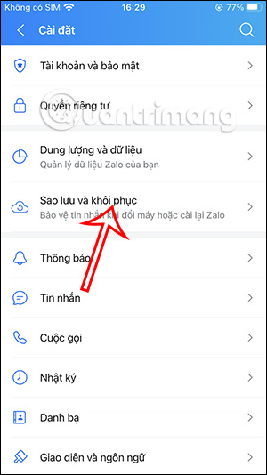 Sao lưu và khôi phục trên Zalo