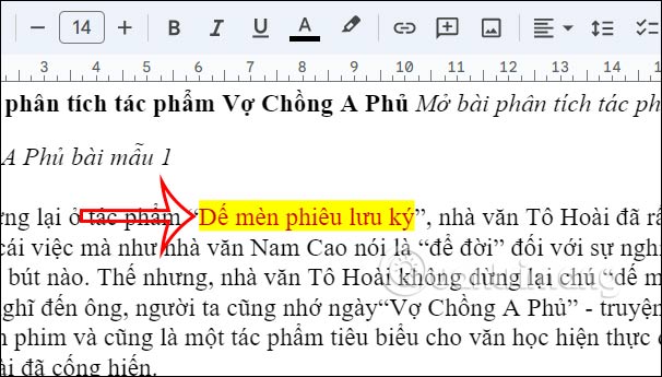 Highlight link chèn Google Docs