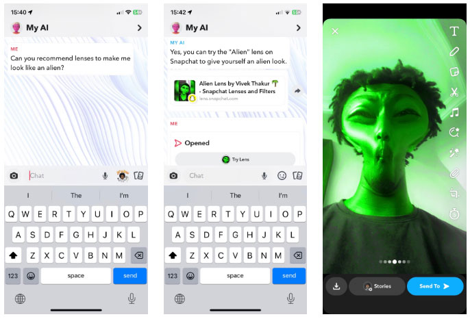 Alien Lens được kích hoạt trong Snapchat