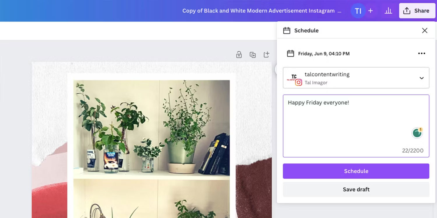 Lịch trình Canva Pro