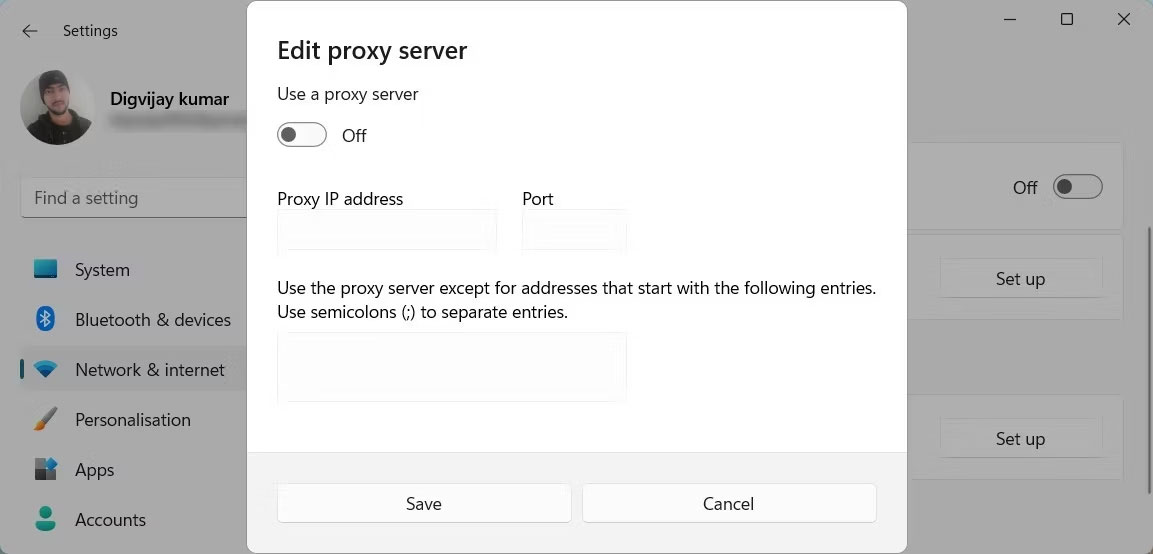 Chỉnh sửa proxy server