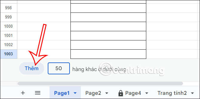 Thêm nhiều dòng Google Sheets