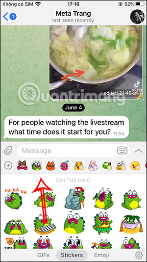 Sticker mới tải trên Telegram