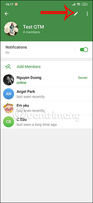 Chỉnh nhóm chat Telegram