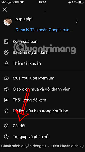 Cài đặt YouTube