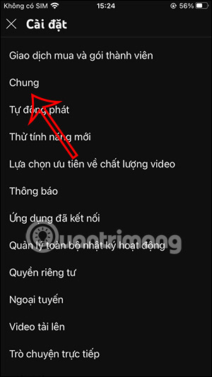 Cài đặt chung YouTube