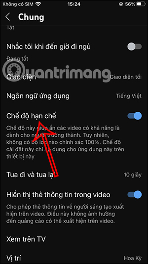 Chế độ hạn chế YouTube