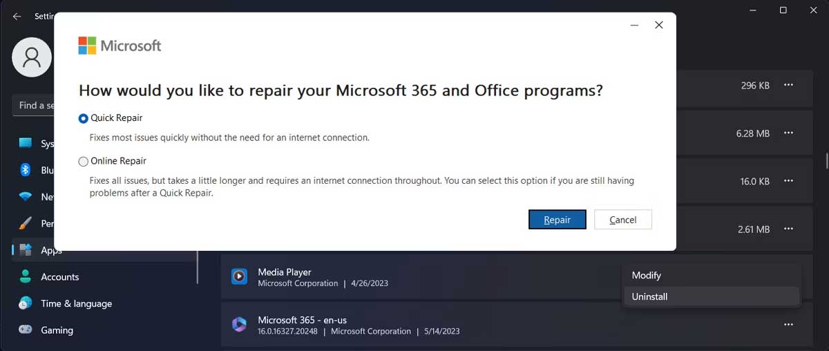 Hướng dẫn sửa lỗi Microsoft 365