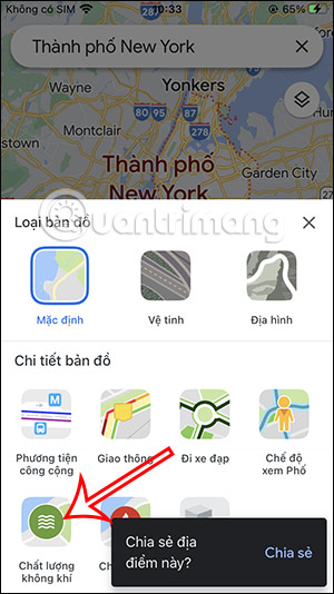 Xem chất lượng không khí trên Google Maps