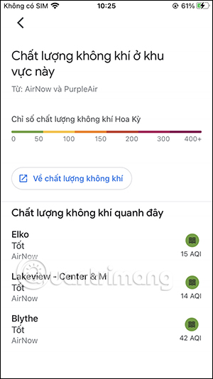 Các chỉ số chất lượng không khí