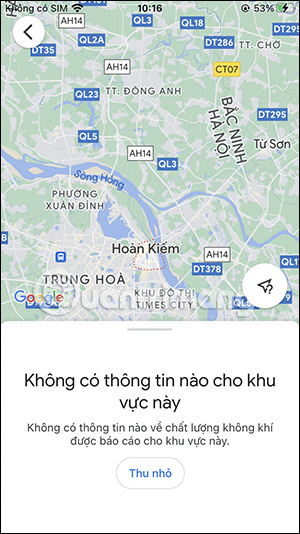 Vị trí không có thông tin chất lượng không khí
