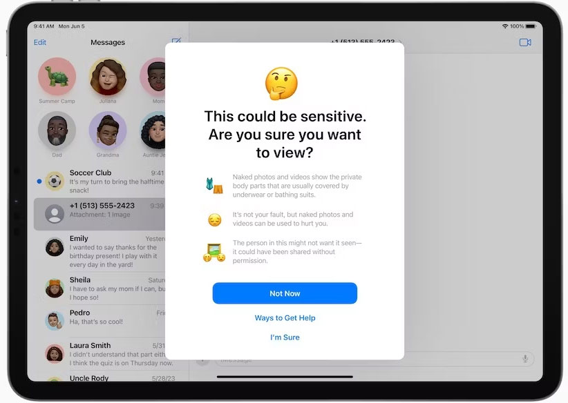 Cảnh báo nội dung nhạy cảm trên iMessage