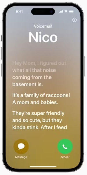 Live Voicemail trên iOS 17
