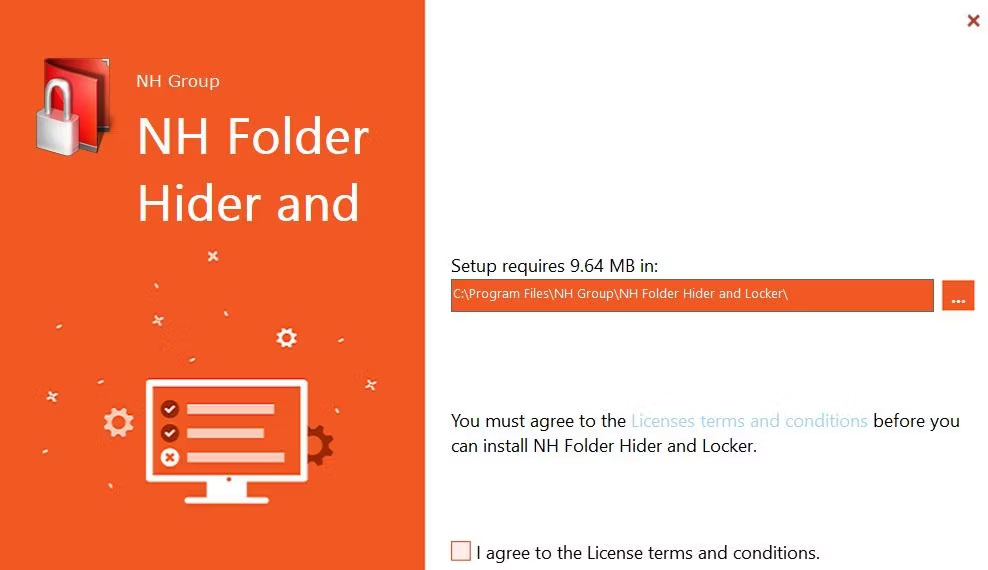 Cửa sổ thiết lập NH Folder Hider and Locker