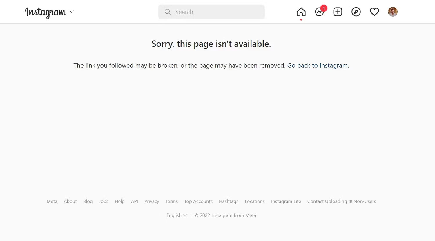 Instagram user is unavailable