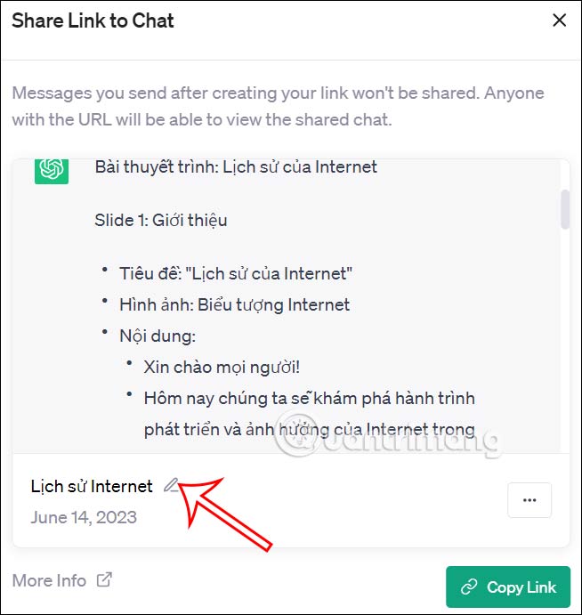 Đổi tên đoạn chat ChatGPT