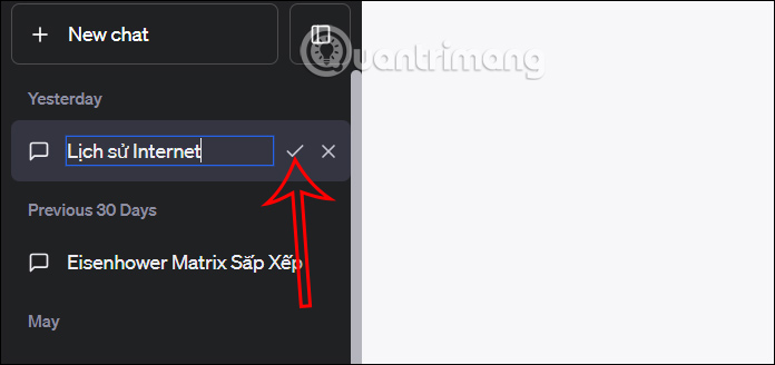 Lưu lại tên đoạn chat ChatGPT