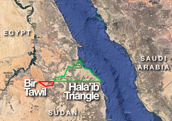 Bir Tawil nằm giữa biên giới Ai Cập và Sudan