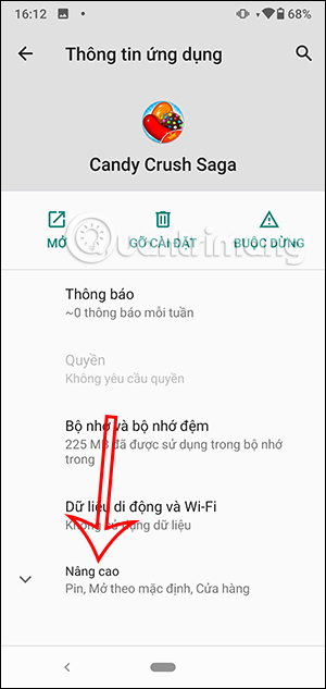 Thông tin nâng cao ứng dụng trên Android