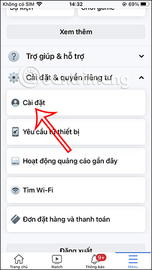 Cài đặt Facebook