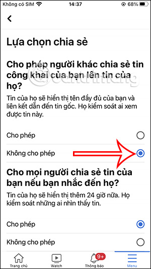 Chặn người chia sẻ Story