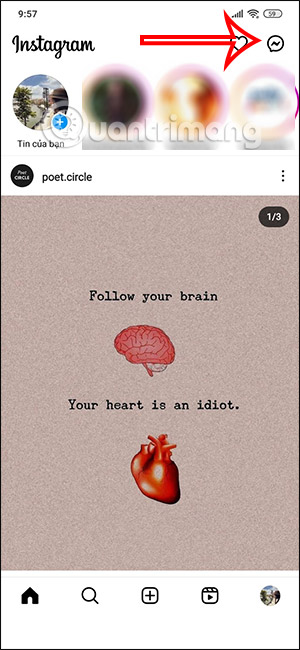 Nhắn tin trên Instagram
