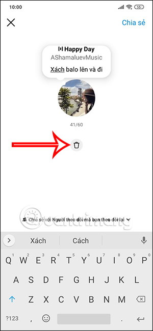 Xóa bài hát chèn vào Instagram Notes
