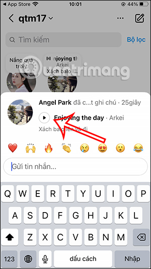 Nghe nhạc trên Instagram Notes