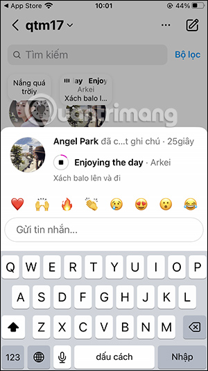Phát nhạc trên Instagram Notes