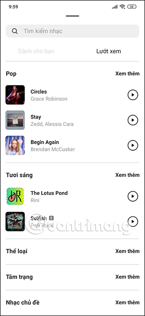Chủ đề bài hát trên Instagram