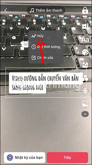 Hủy chuyển văn bản thành giọng nói video TikTok