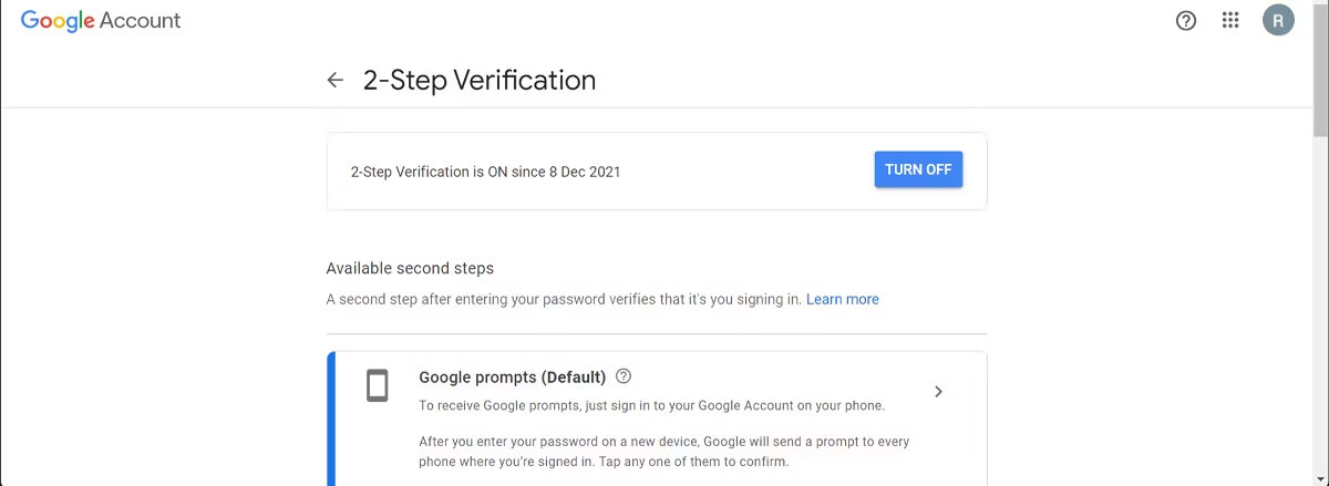 Turn on 2-step verification