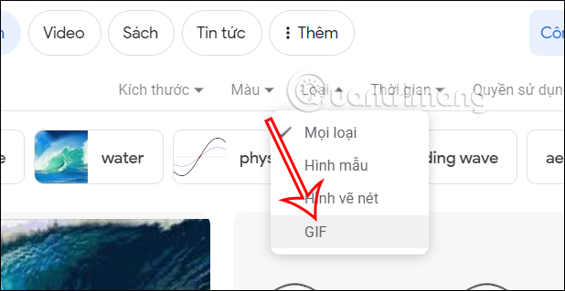 Chọn ảnh GIF trên Chrome