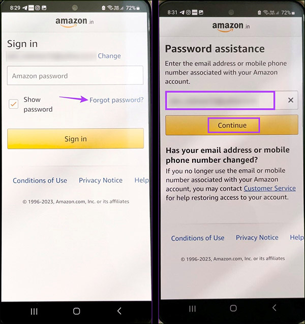 Phương thức đăng nhập Amazon