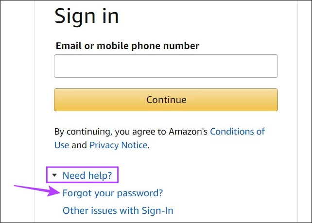 Quên mật khẩu Amazon