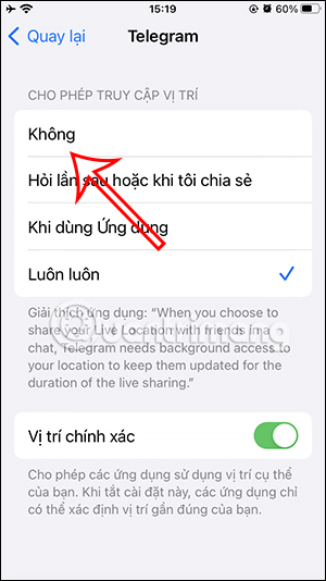 Chỉnh truy cập vị trí trên