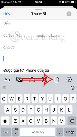 Chọn gửi file trong mail trên iPhone