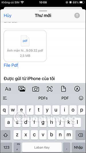 Tập tin đính kèm trên mail iPhone