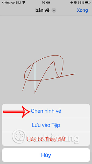 Chèn hình vẽ vào email iPhone