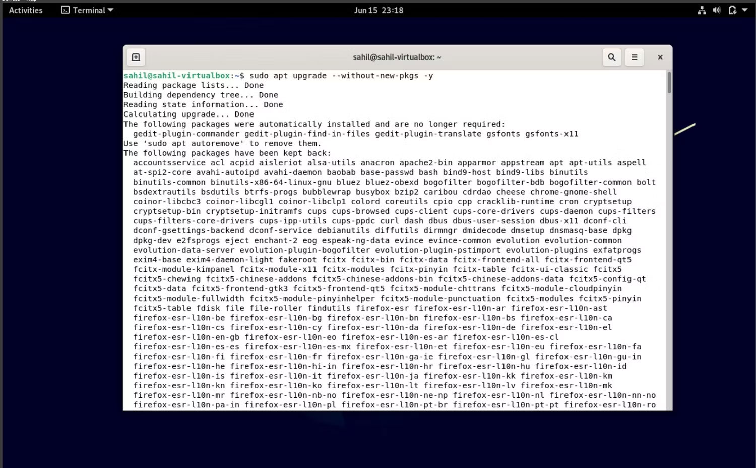 Cửa sổ terminal Debian với các đoạn code