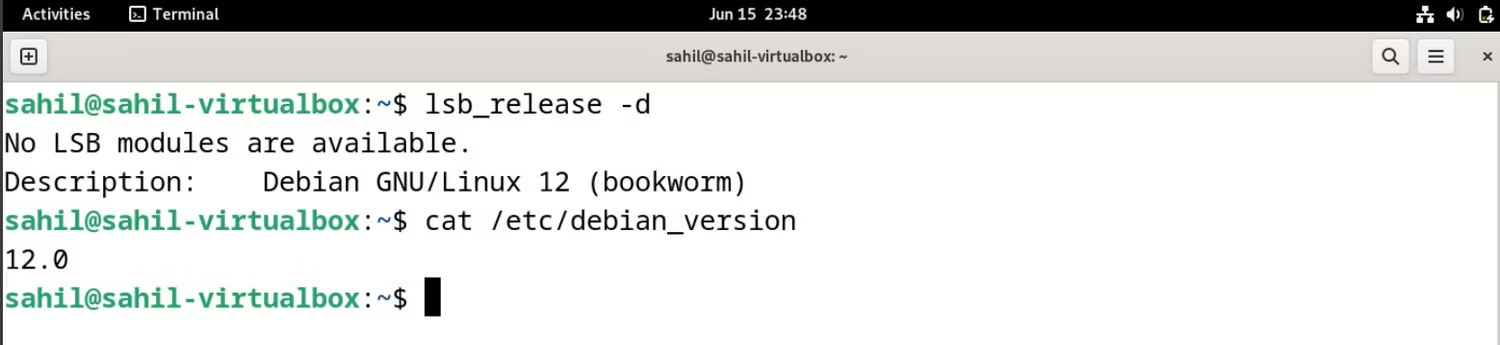 Lệnh kiểm tra phiên bản hệ điều hành trên Debian 12