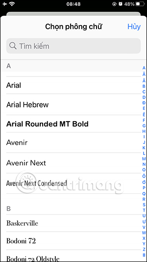 Danh sách font chữ cho email