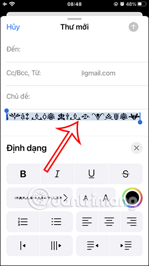 Đổi font chữ cho email
