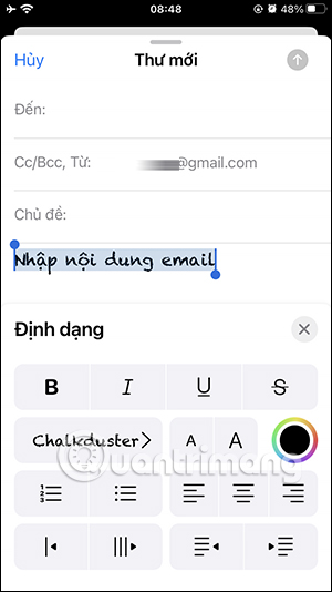 Chọn font chữ cho email