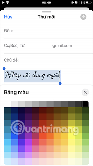 Bảng màu cho nội dung email
