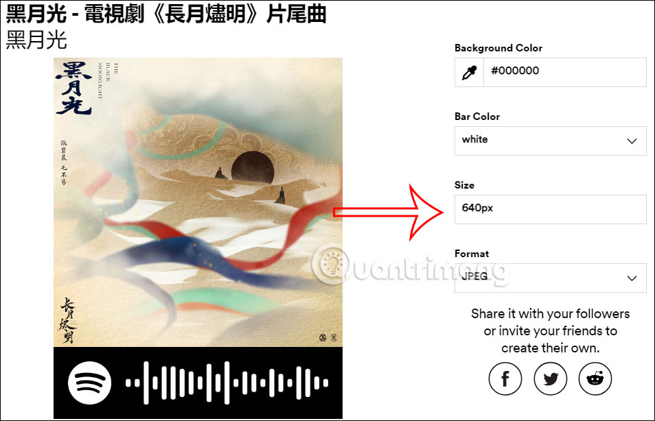 Chọn màu background QR Spotify PC