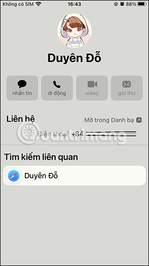 Hiển thị liên hệ trên iPhone