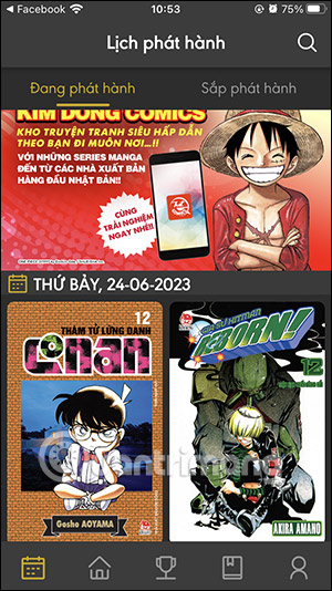 Giao diện trên Kim Dong Comics